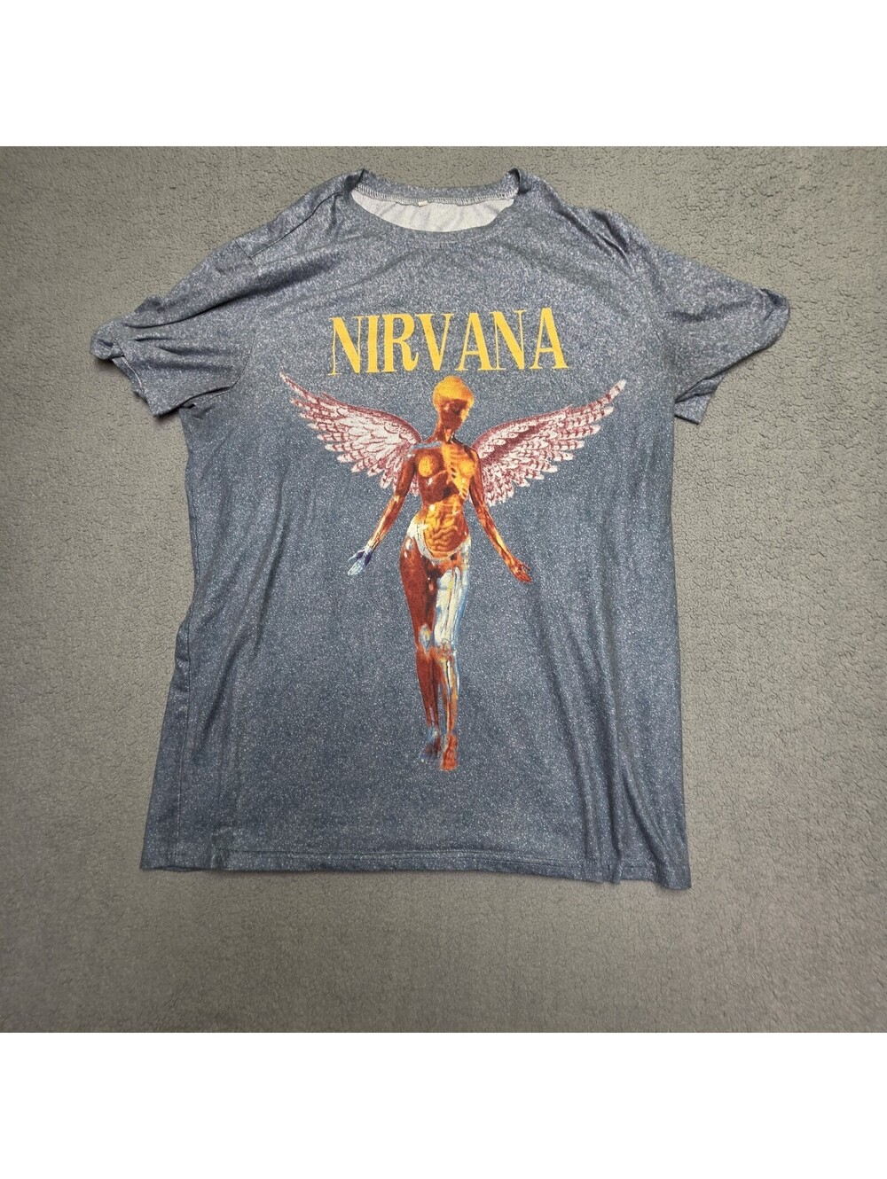 Nirvana In Utero Shirt Mens Medium Gray Acid Wash Angel Band Tee Grunge